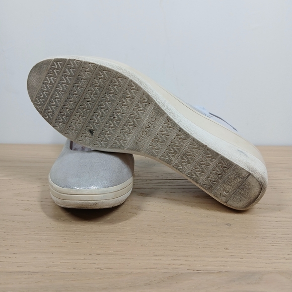 Vionic Ellery Silver Metallic Leather Ankle Strap Comfort Wedge Flats 1352 - Picture 8 of 12